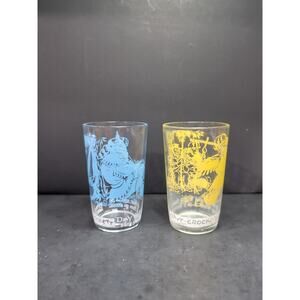Davy Crockett Jelly Tumbler Jar Glasses, Set Of 2, Western & Capital Design, Vtg